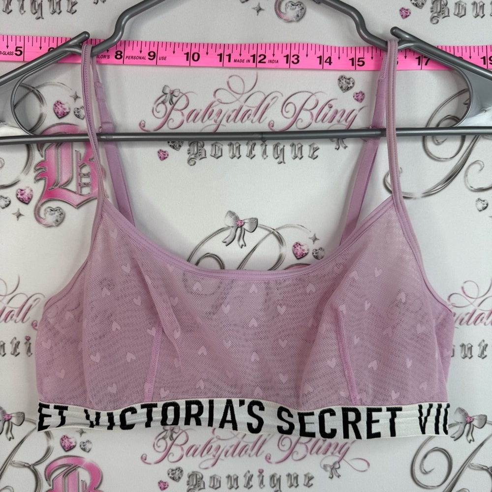 Victoria's Secret bra bralette sports bra Pink Mesh Bralette heart Logo Band